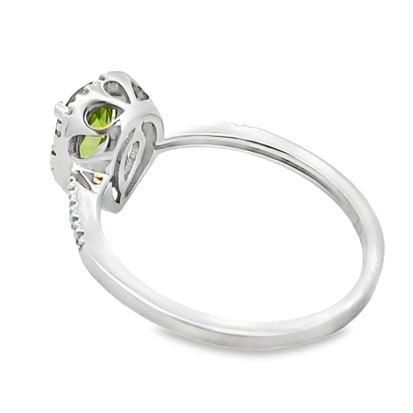 Anillo de Peridoto y Diamantes de 1.10ct Oro Blanco de 14K