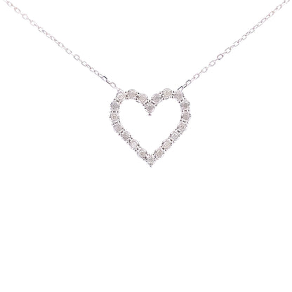 Colgante de corazón con diamante de 0,25 ct y plata de ley