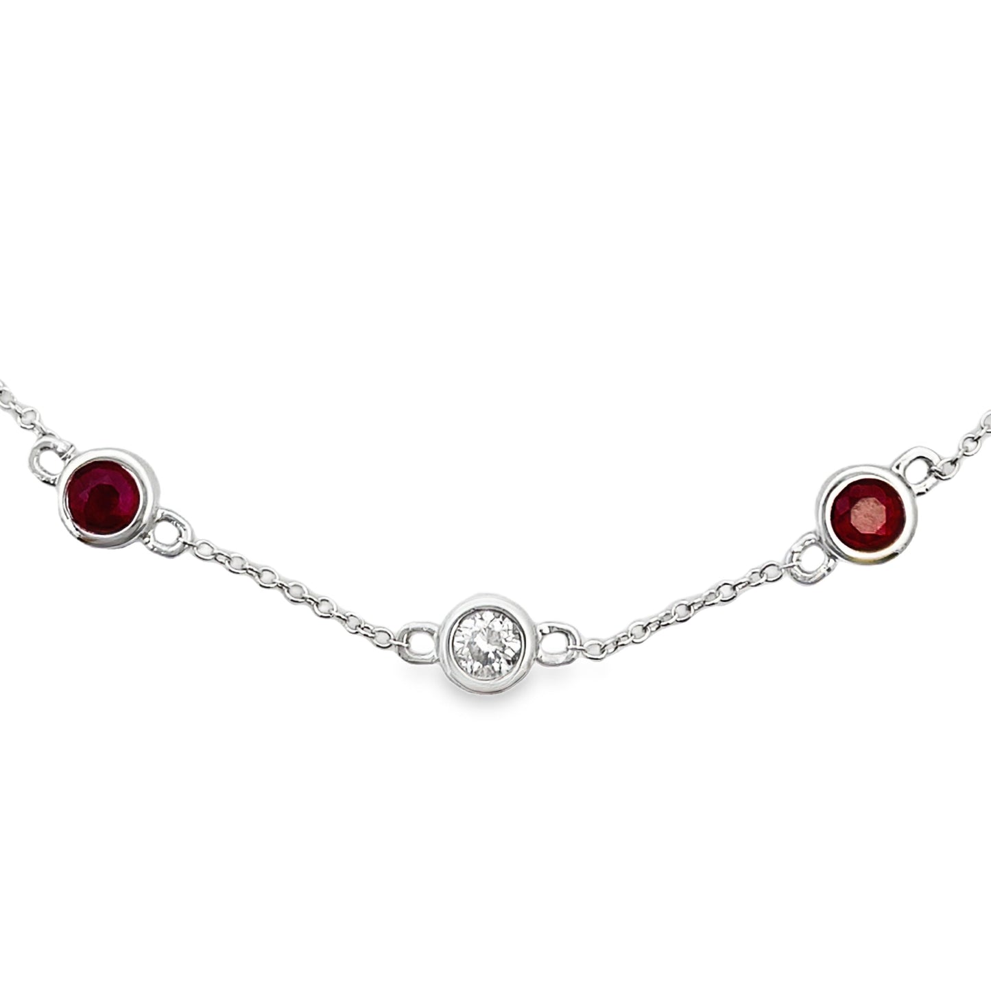 Pulsera de rubíes y diamantes de 0,71 ct, oro blanco de 14 K