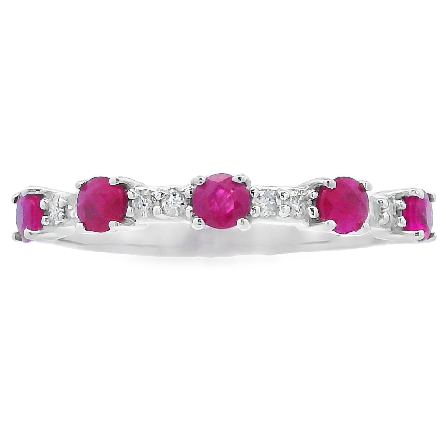 Anillo de boda con rubí y diamantes de 0,70 ct en oro blanco de 10 qt