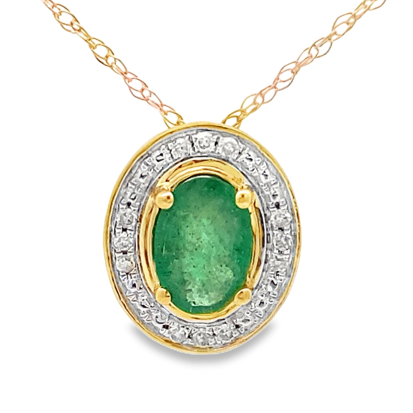 Colgantes de moda de diamante esmeralda de .46 ct en oro amarillo de 10 kt