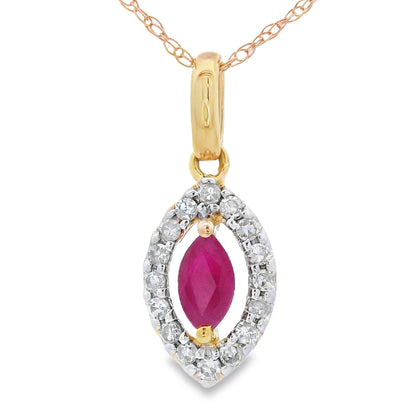 Colgantes de moda de rubí y diamantes de .26 ct en oro amarillo de 10 KT