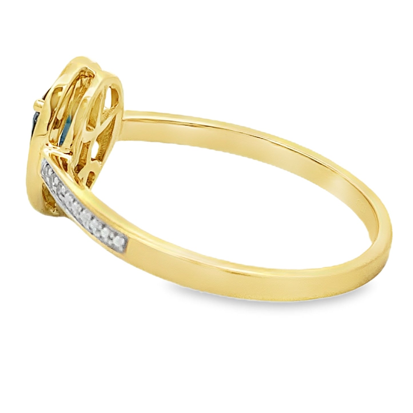 Anillo de zafiro y diamante de 0,54 ct en oro amarillo de 10 kt