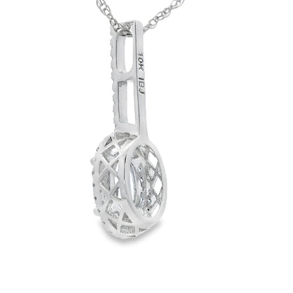 Colgantes de moda de aguamarina y diamantes de oro blanco de 10 KT