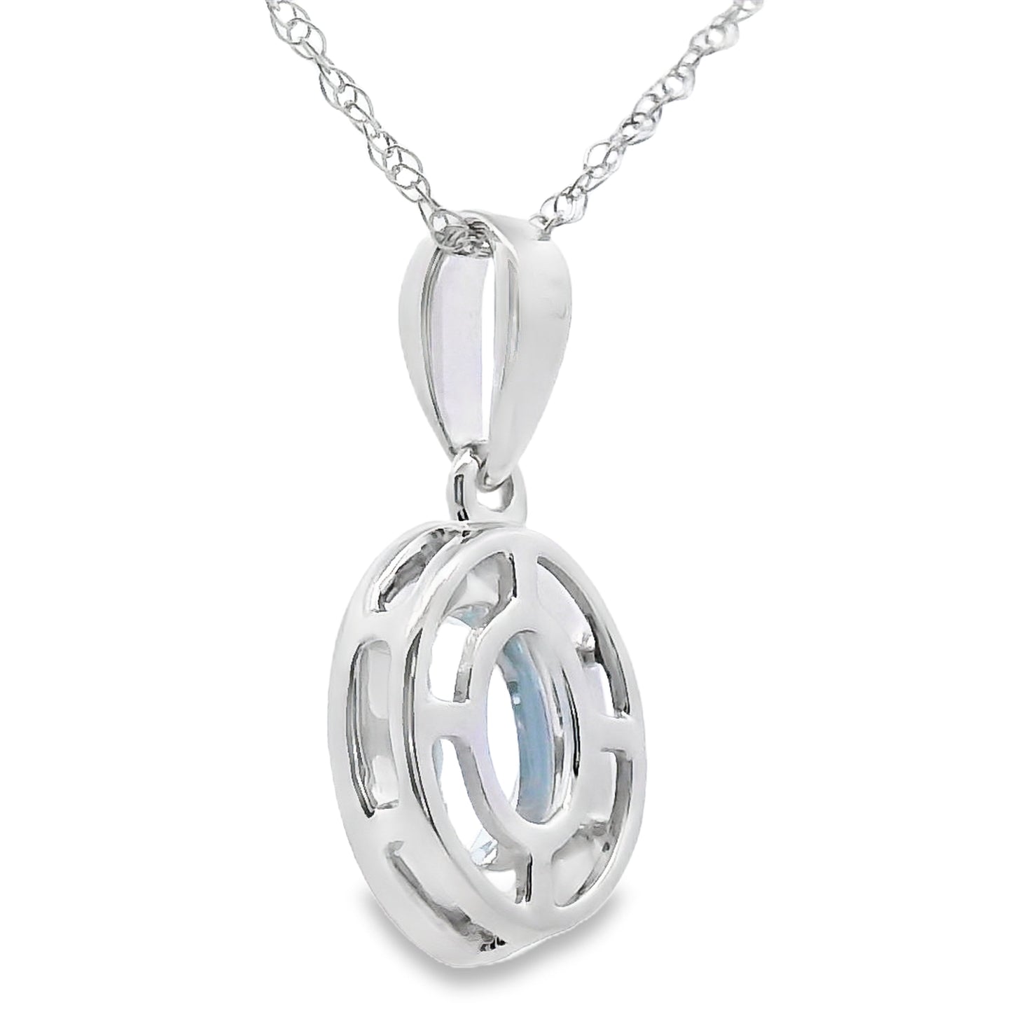 Colgantes de moda de aguamarina y diamantes de oro blanco de 10 KT