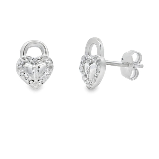 Pendientes de corazón con diamantes de 0,06 ct en plata de ley