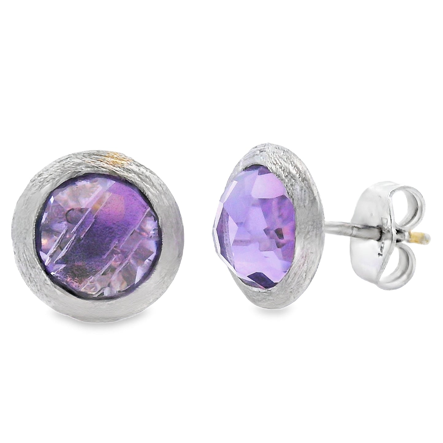 Pendientes de amatista de 2,20 ct de oro blanco de 14 K