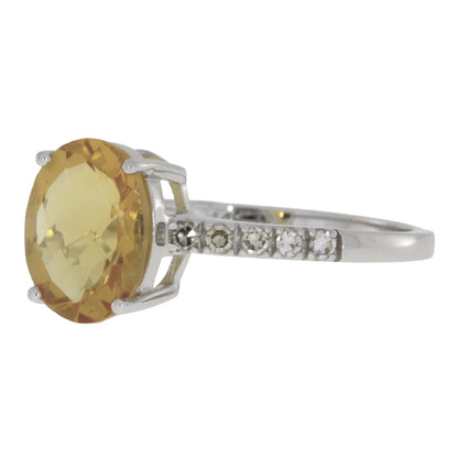 Anillo de Oro Blanco de 14K con Citrino y Diamantes naturales de 2.20 ct