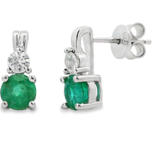 Pendientes de circonita esmeralda de plata de ley de 1,32 ct