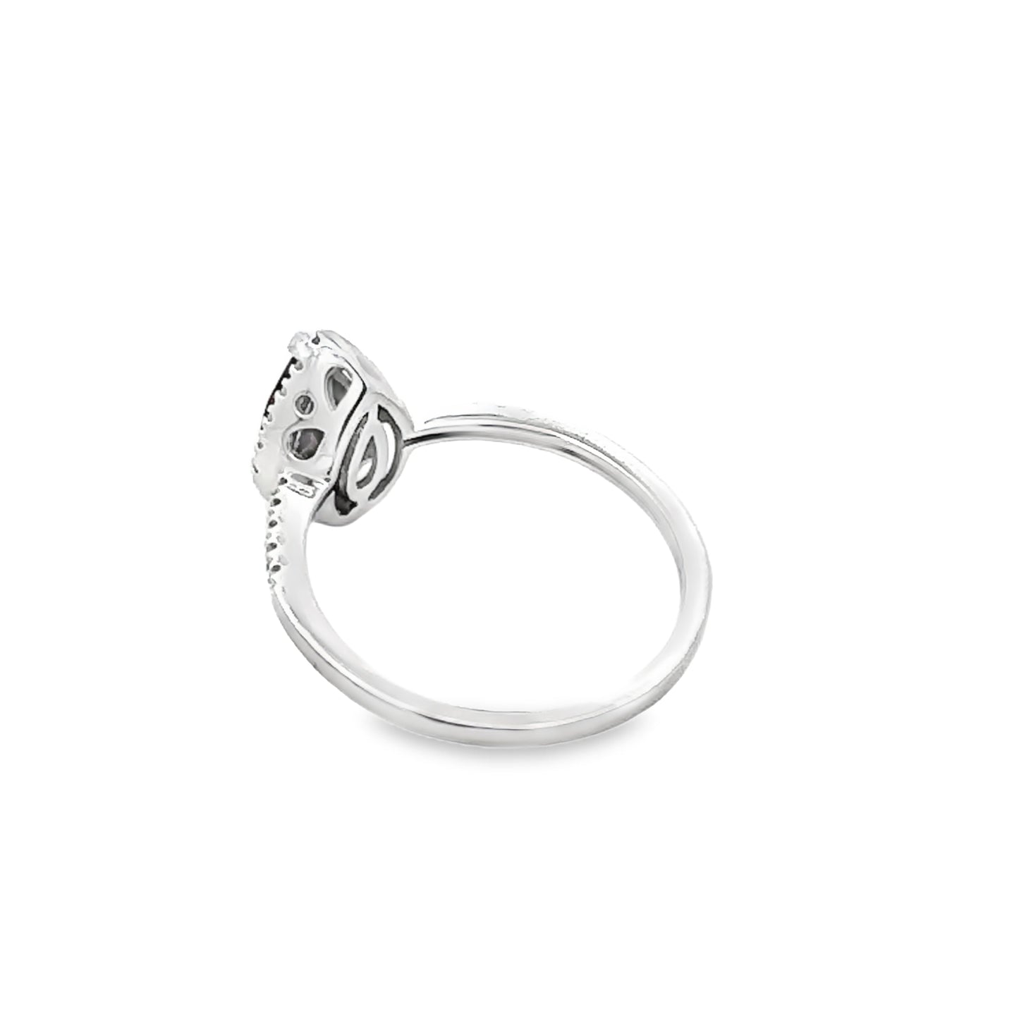 Anillo de oro blanco de 14kt con granate y diamantes de 1,28 ct