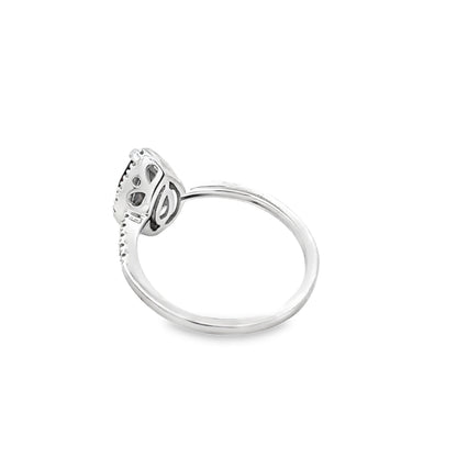 Anillo de oro blanco de 14kt con granate y diamantes de 1,28 ct