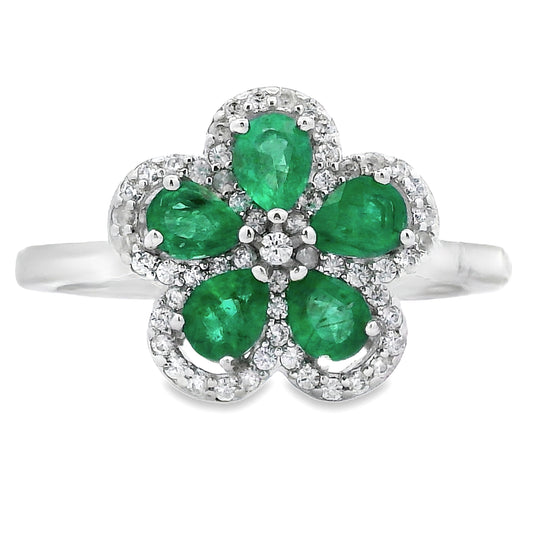 Anillo de circón esmeralda de 1,01 ct de plata de ley