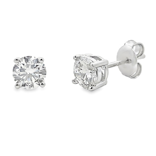 Pendientes de diamante cultivado en laboratorio de 1.00 ct de plata de ley