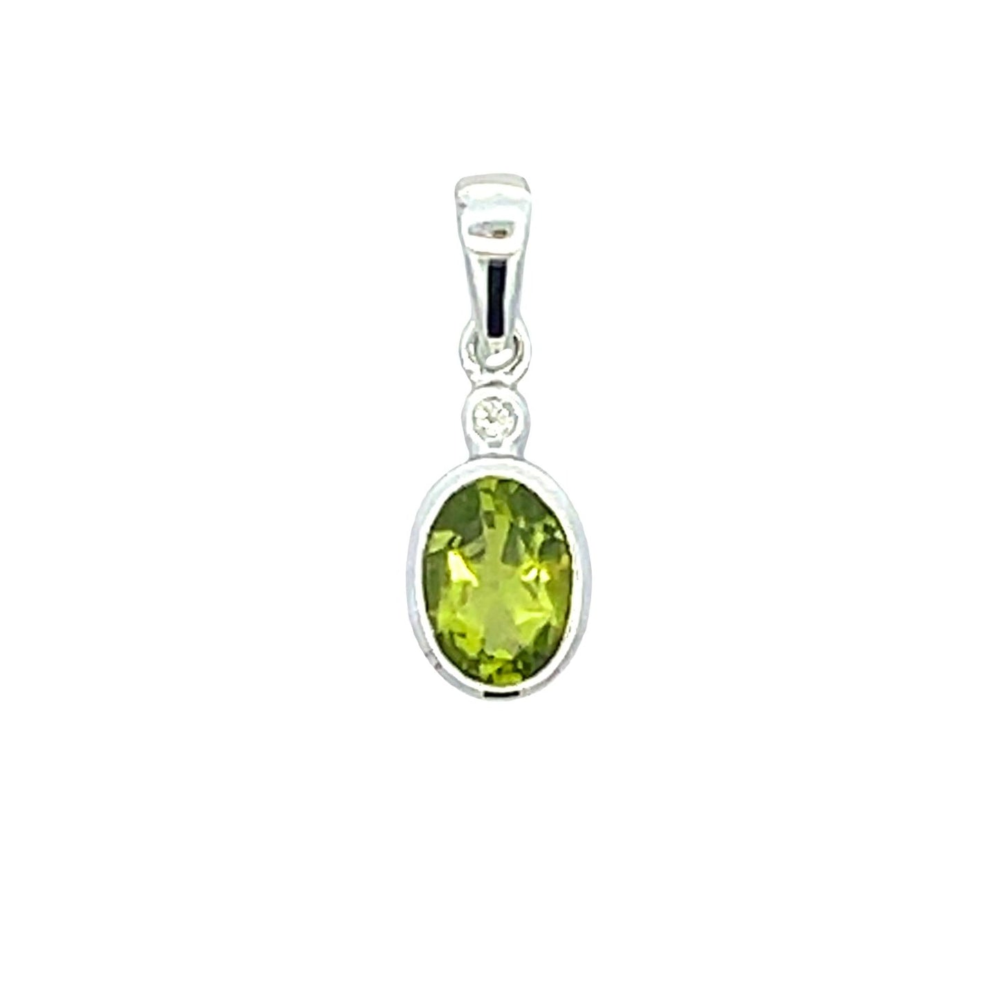 Colgantes de moda de peridoto y diamante de 0,50 ct de oro blanco de 10 kt