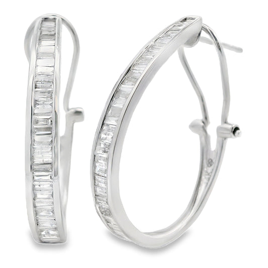 Pendientes de aro de diamante de 1,00 ct en oro blanco de 14 K