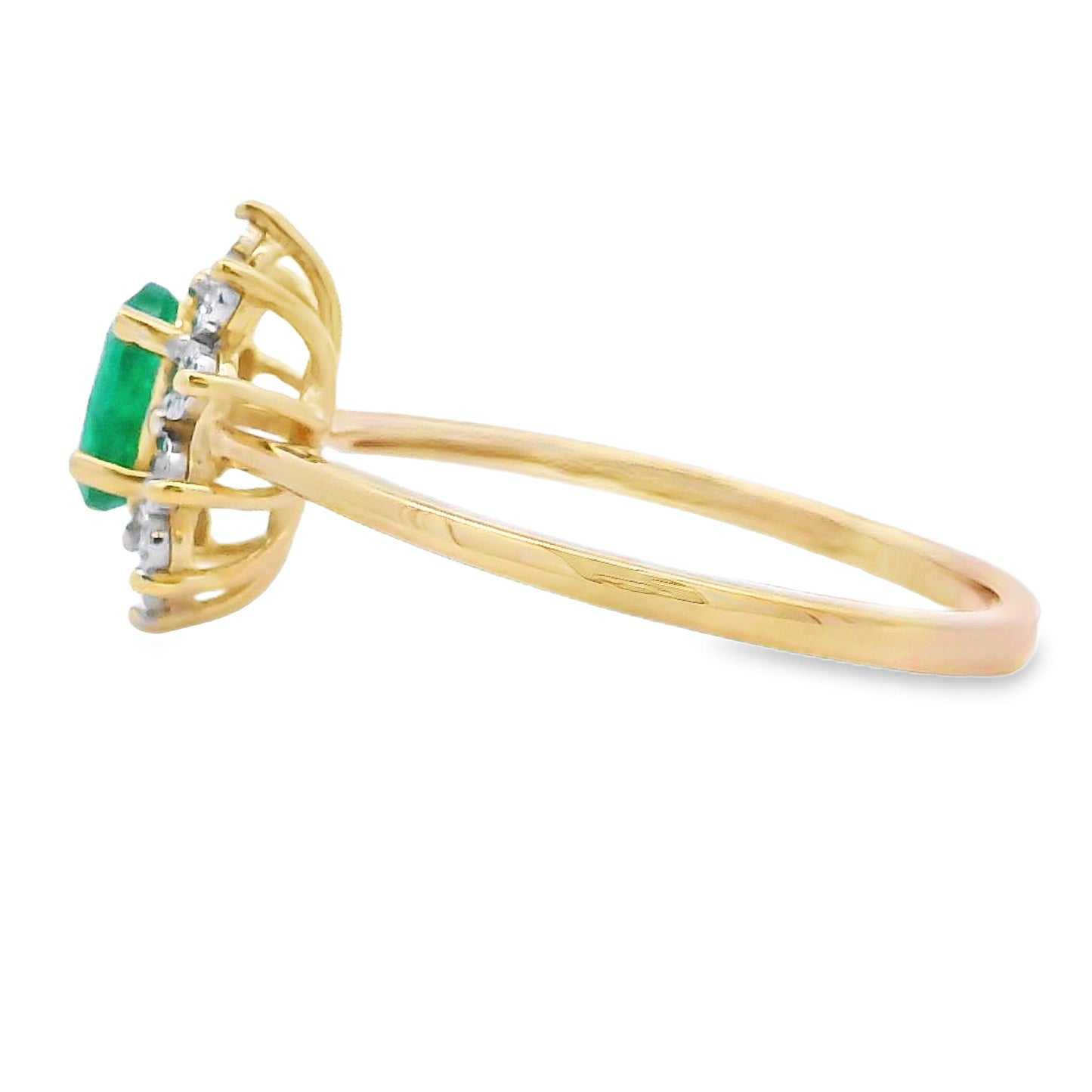 Anillo de oro amarillo de 10 qt con diamante talla esmeralda de 0,43 ct