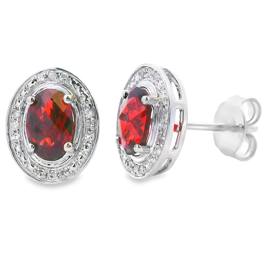 Pendientes de granate y diamante de 1,12 qt en oro blanco de 10 kt