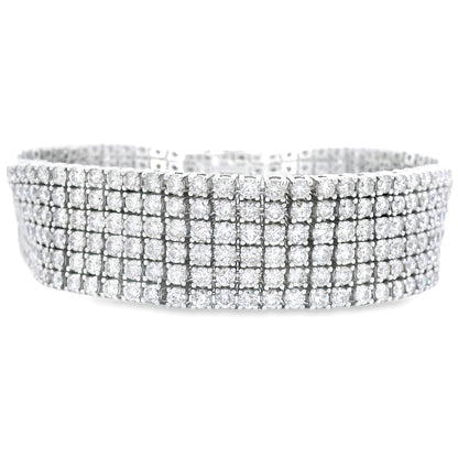Pulsera de tenis de oro blanco de 14 KT con diamantes de 20,00 ct
