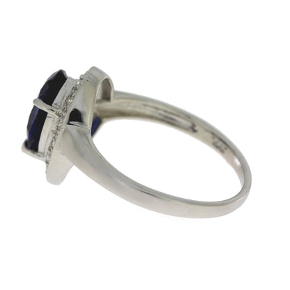 Anillo de zafiro y moissanita de plata esterlina