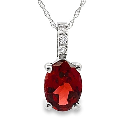 Colgantes de moda con granate y diamantes de 1,42 ct en oro blanco de 10 qt