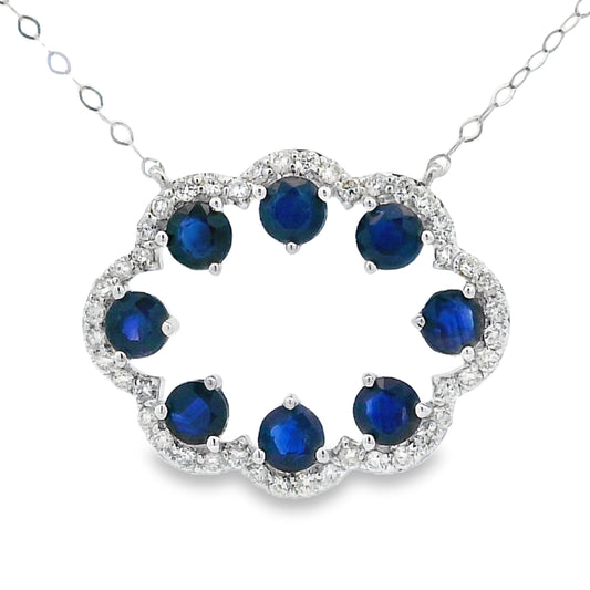 Colgantes de moda de zafiro y diamante en oro blanco de 14kt