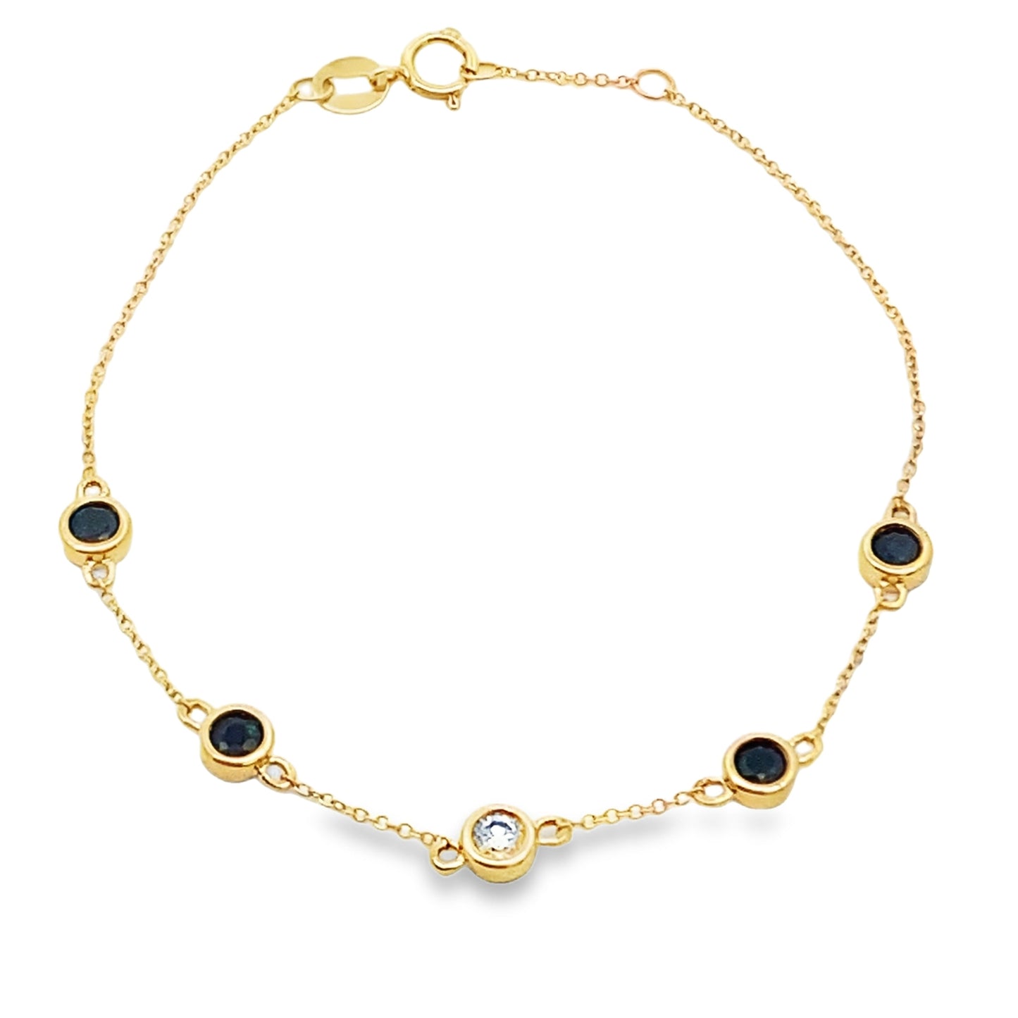 Pulsera de Zafiro y Diamantes de .74ct en Oro Amarillo de 14K