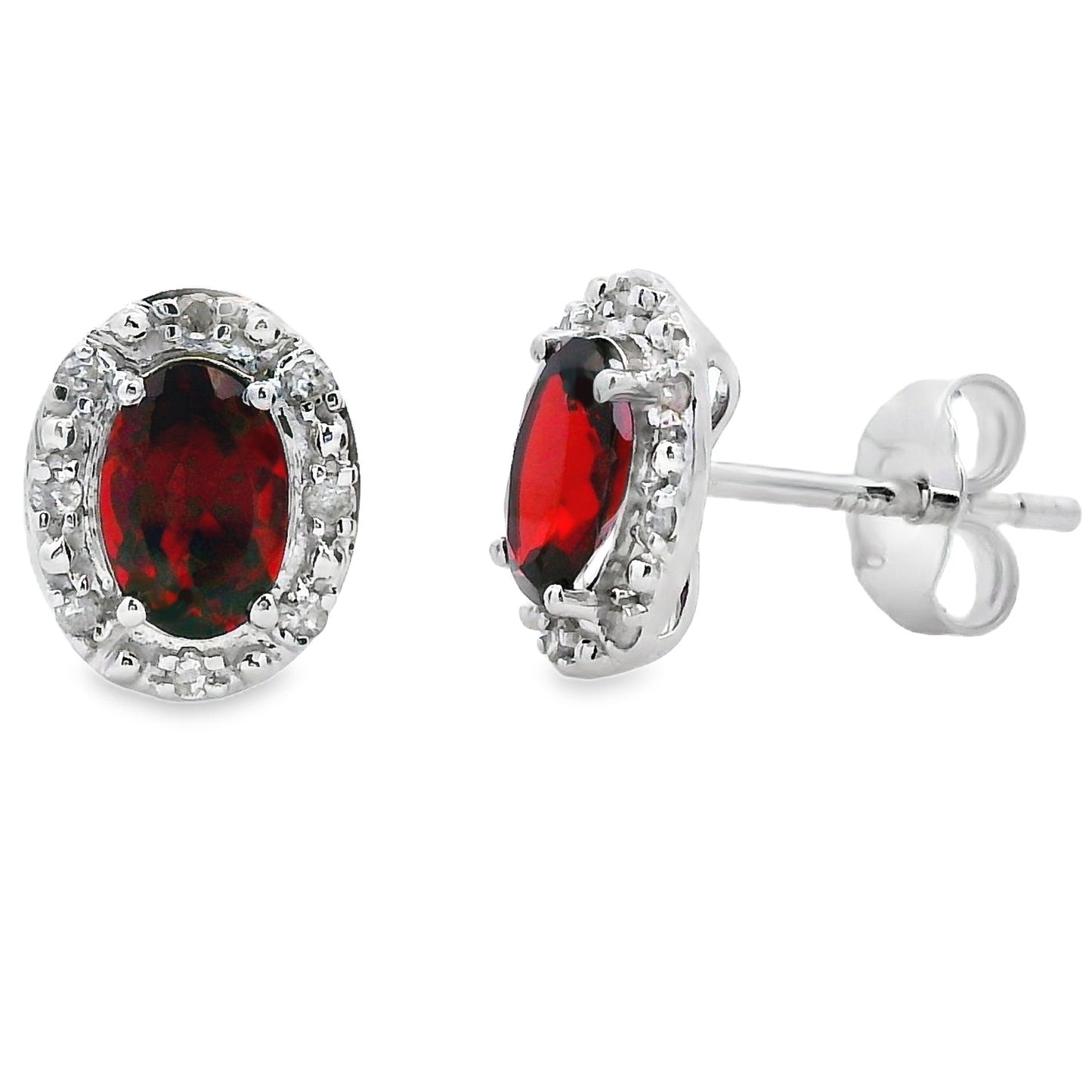 Pendientes de granate y diamante de 1,18 ct de oro blanco de 10 qt