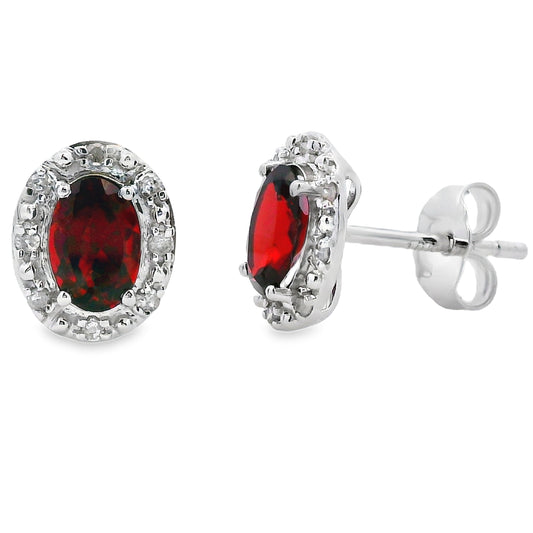 Pendientes de granate y diamante de 1,18 ct de oro blanco de 10 qt