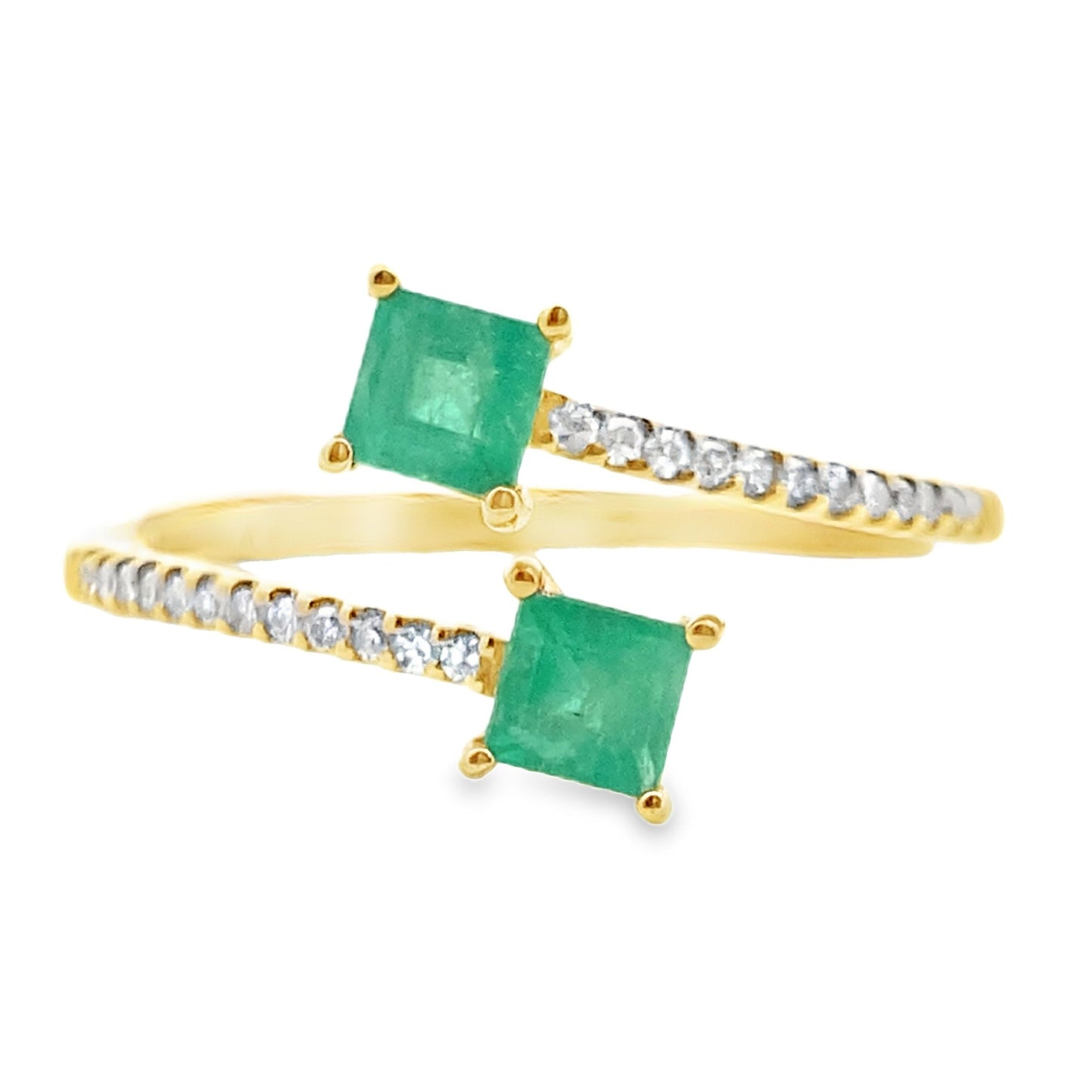 Anillo de diamante esmeralda de 0,47 ct, oro amarillo de 14 kt