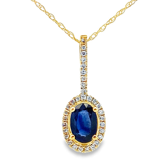 Colgantes de moda de zafiros y diamantes de oro amarillo de 10 quilates