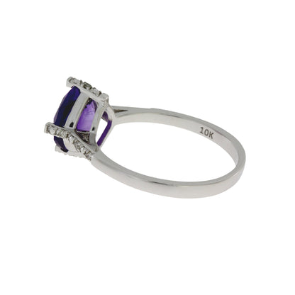 Anillo de Amatista y Diamantes de 1.25ct Oro Blanco de 10KT