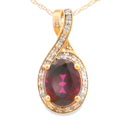 Colgantes de moda con granate y diamantes de 1,61 ct en oro amarillo de 14 kt