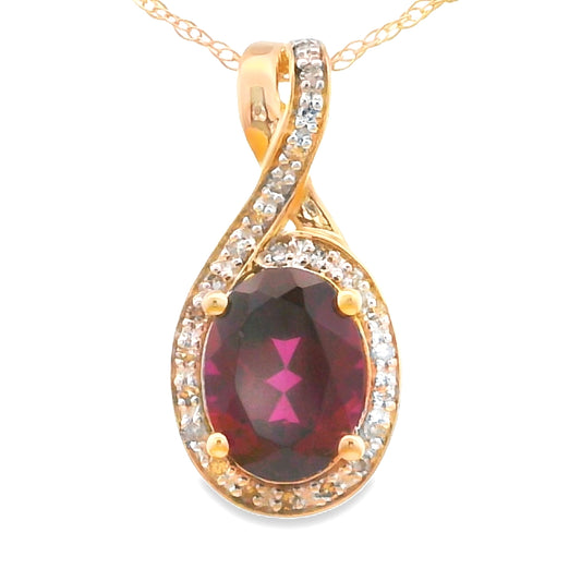 Colgantes de moda con granate y diamantes de 1,61 ct en oro amarillo de 14 kt