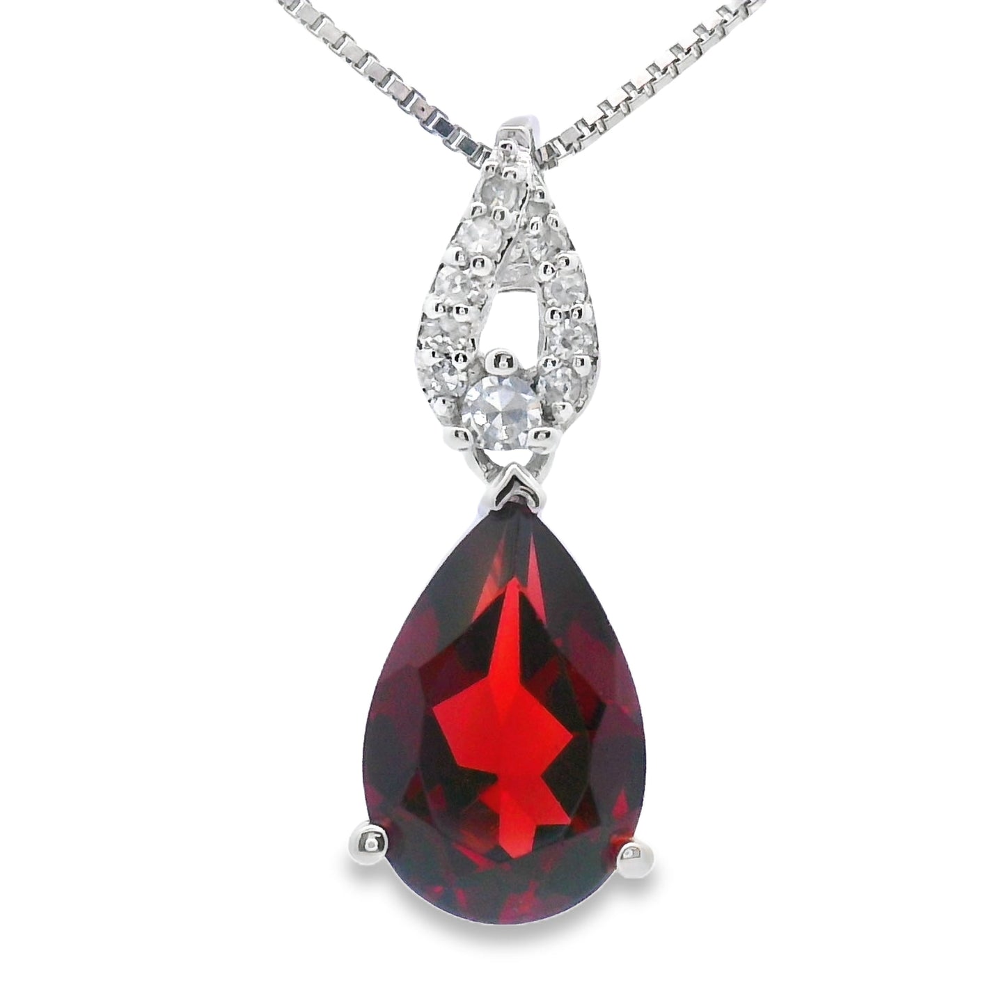 Colgantes de moda de granate y diamante de 1,38 ct, oro blanco de 10 kt