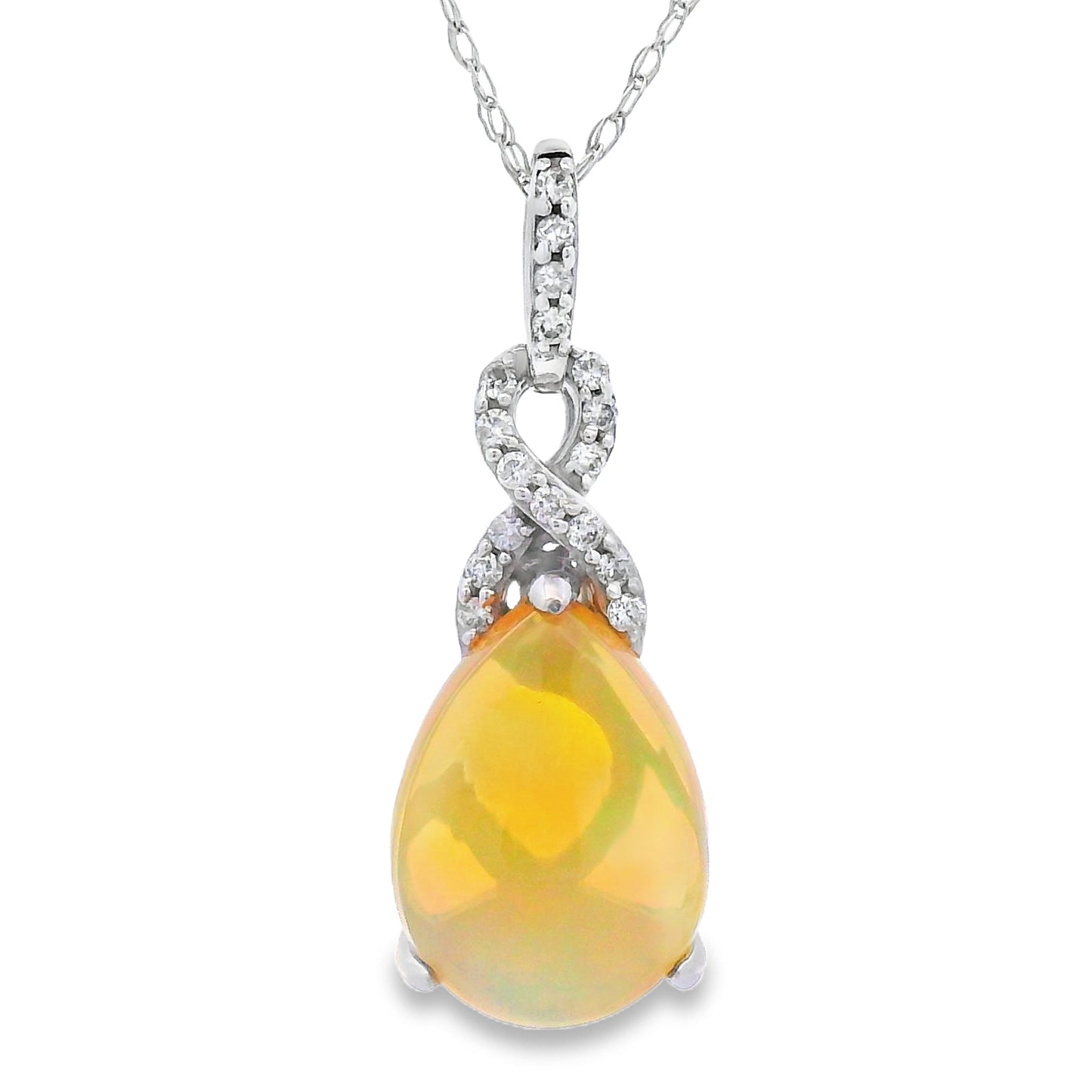Colgantes de moda de ópalo y diamante de 1,94 ct, oro amarillo de 14K