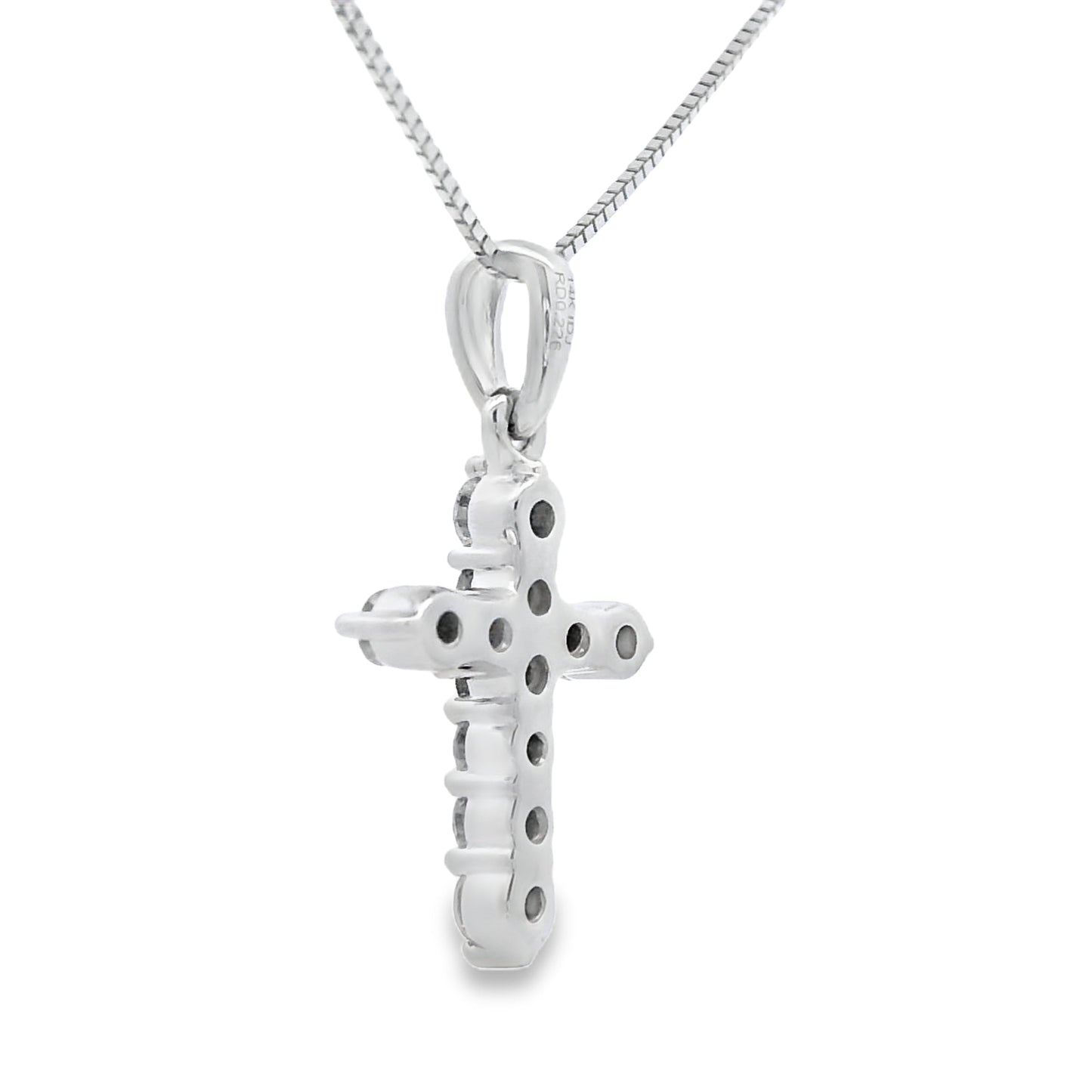 Colgante religioso de cruz de oro blanco de 14kt con diamante de 0,23 qt