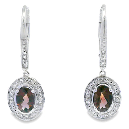 Pendientes colgantes de cuarzo y diamantes de 0,81 ct en oro blanco de 10 kt