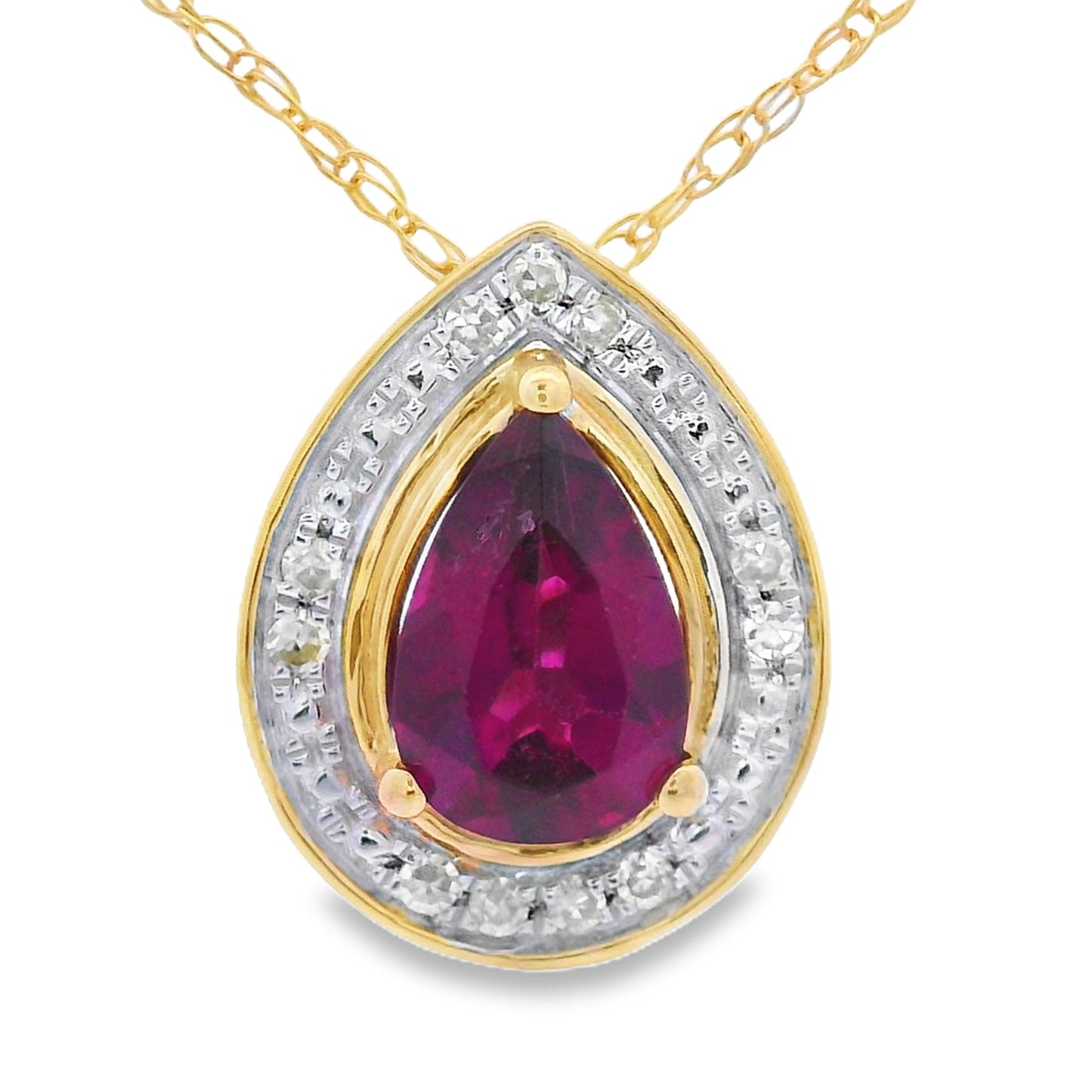 Colgantes de moda de granate y diamante de .52 ct oro amarillo de 10 kt