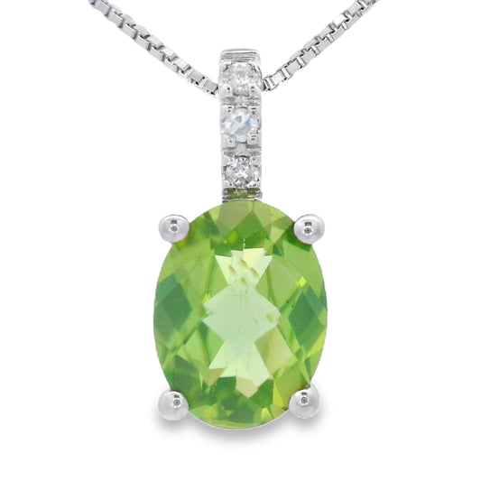 1.34ct Peridoto Diamante Colgantes de Moda Oro Blanco 10K