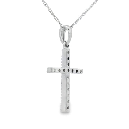 .13ct Diamond Cross Religious Pendant 14KT White Gold