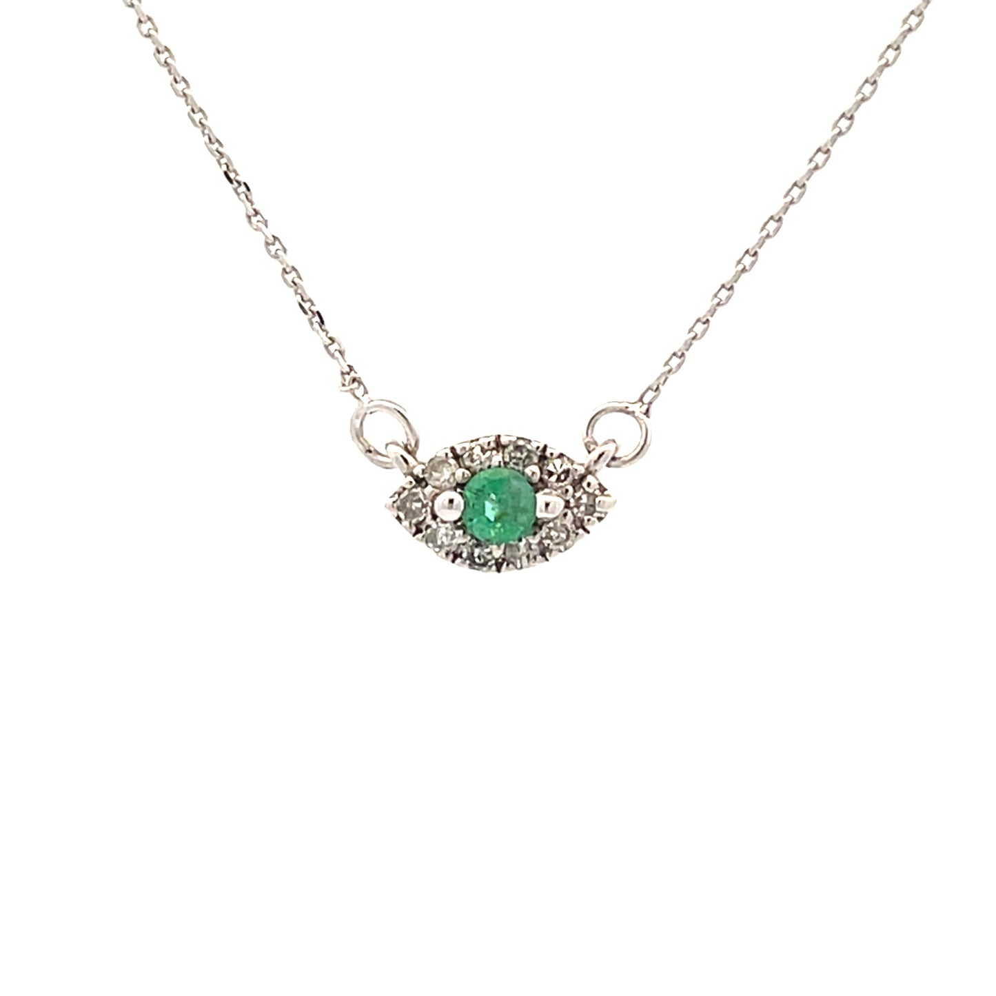 Colgantes de moda de esmeralda y diamante de .12 ct de oro blanco de 14 kt