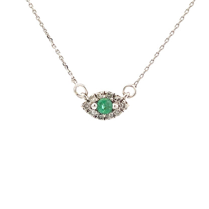 Colgantes de moda de esmeralda y diamante de .12 ct de oro blanco de 14 kt