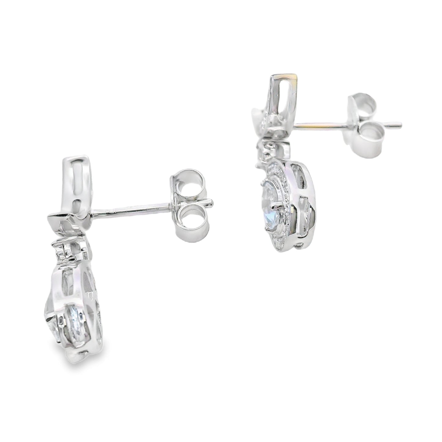 Pendientes Colgantes de Aguamarina y Diamantes Oro Blanco de 10KT