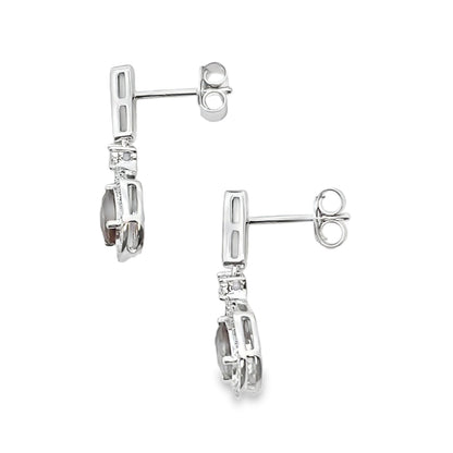 Pendientes colgantes de cuarzo y diamantes de 0,84 ct en oro blanco de 10 qt