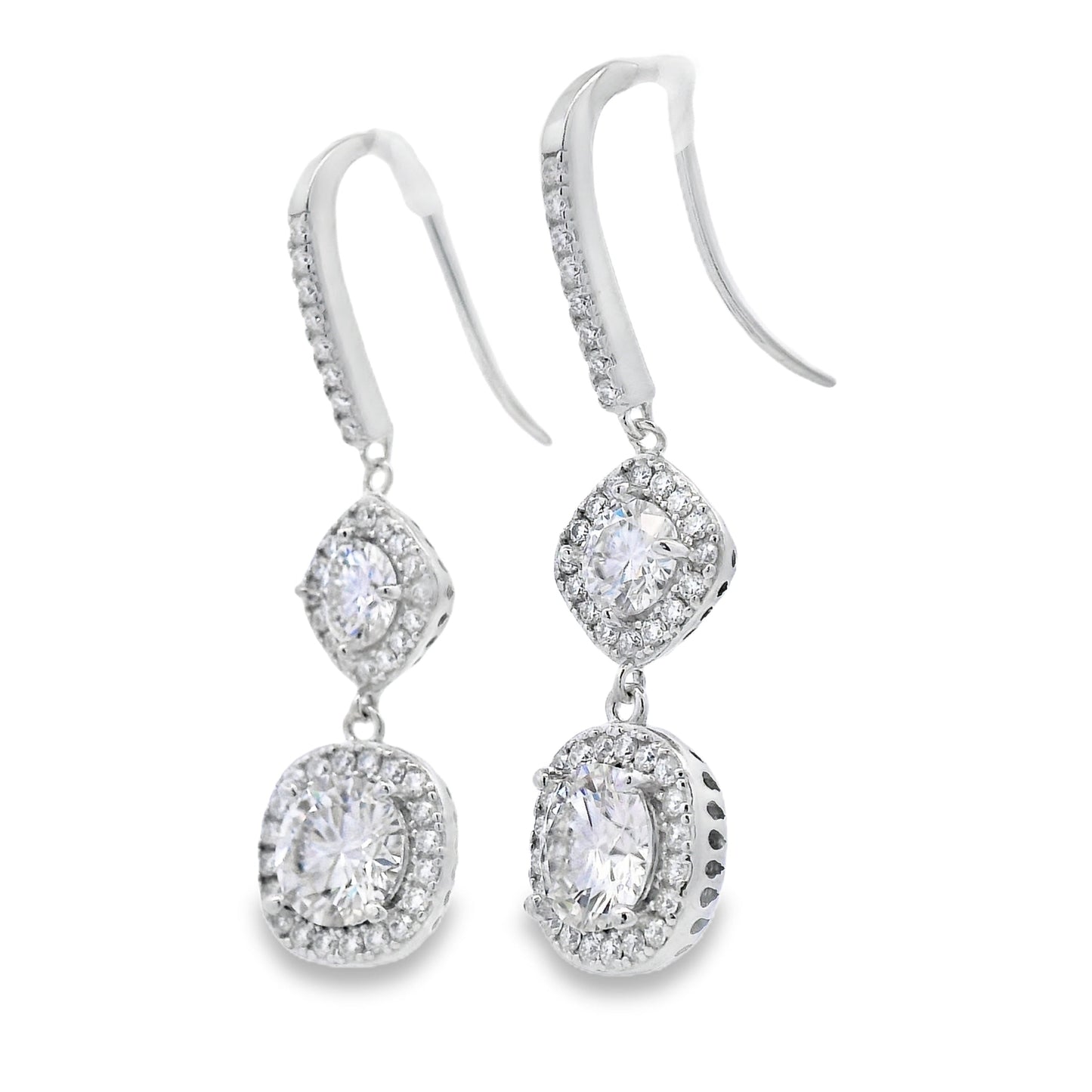 Aretes Colgantes de Moissanita de 8.51 ct de Plata Esterlina