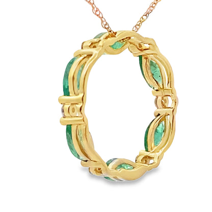 Emerald Diamond Circle of Love Pendant 10KT Yellow Gold