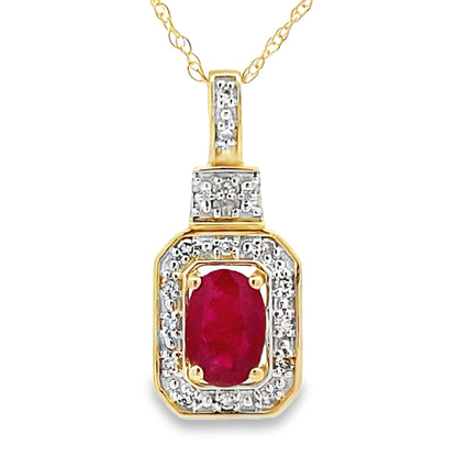 Colgantes de moda de rubí y diamantes de .66 ct Oro amarillo de 10 kt