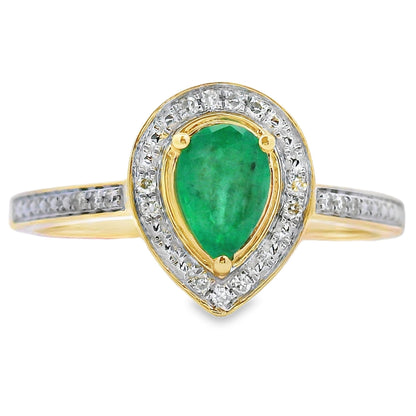 Anillo de oro amarillo de 10 kt con diamante esmeralda de 0,42 ct