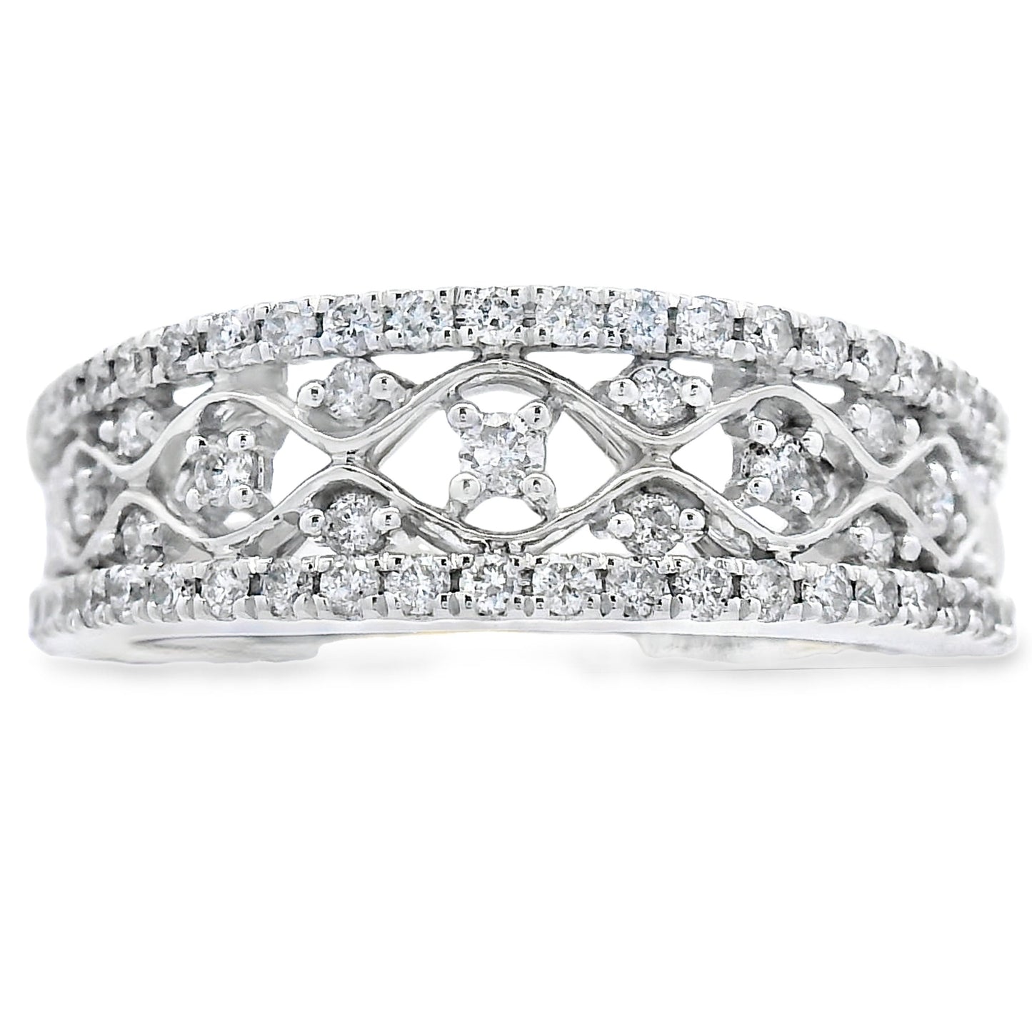 Anillos de banda de moda con diamantes de 0,50 ct en oro blanco de 10 kt