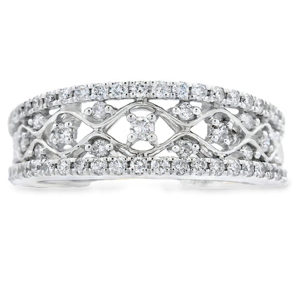 Anillos de banda de moda con diamantes de 0,50 ct en oro blanco de 10 kt